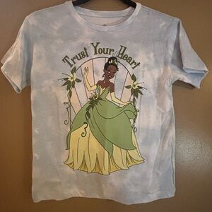 Disney Princess And The Frog Girls Shirt Trust Your Heart Short Sleeve Tee Blue
